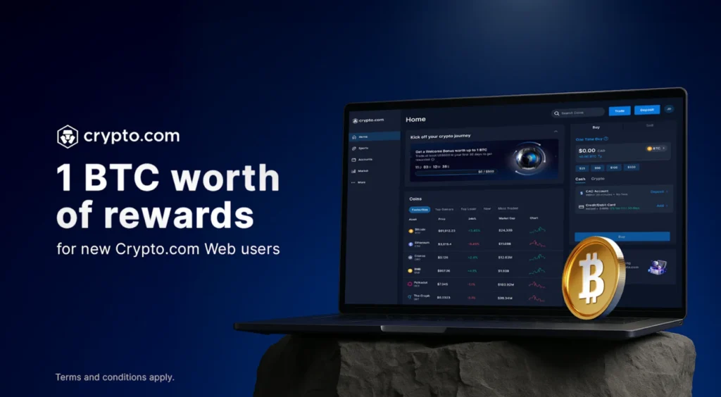 3. Crypto.com: Earn Up to 1 BTC Worth of CRO