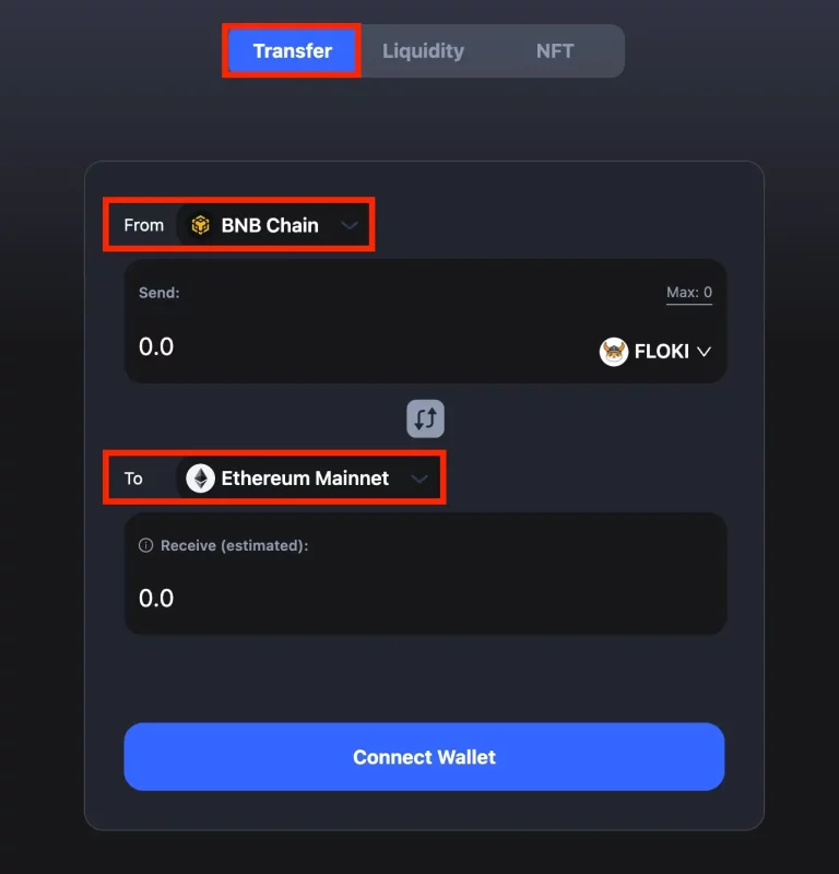 Step 3. Select Origin and Destination Blockchain Networks