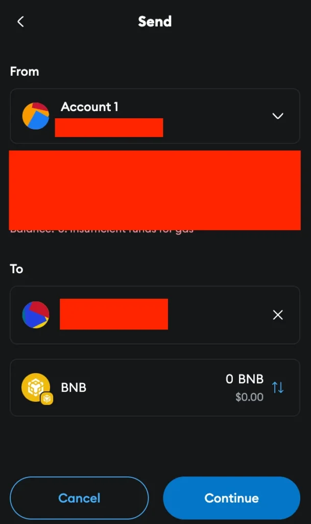 Step 3. Send Tokens from MetaMask to Binance