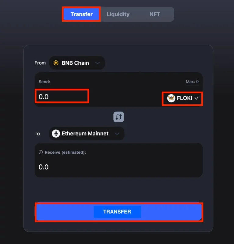 Step 4. Select the Token and Amount, Then Initiate the Transfer
