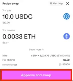 Step 2. Review the Details and Confirm the Swap