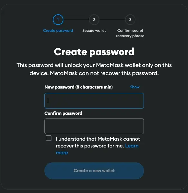 Step 4: Create a strong password and confirm it