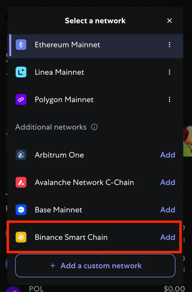 Step 3. Switch to Binance Smart Chain
