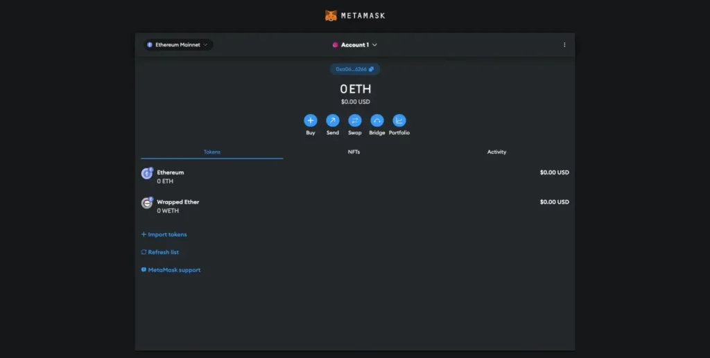 Step 4: Go to Metamask and Import the Wallet
