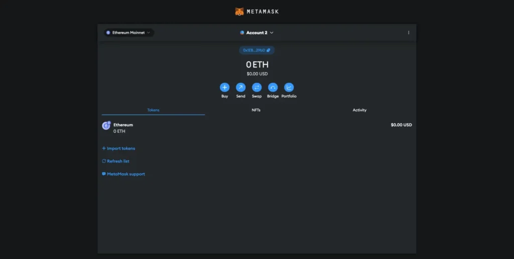 Step 4: Go to Metamask and Import the Wallet