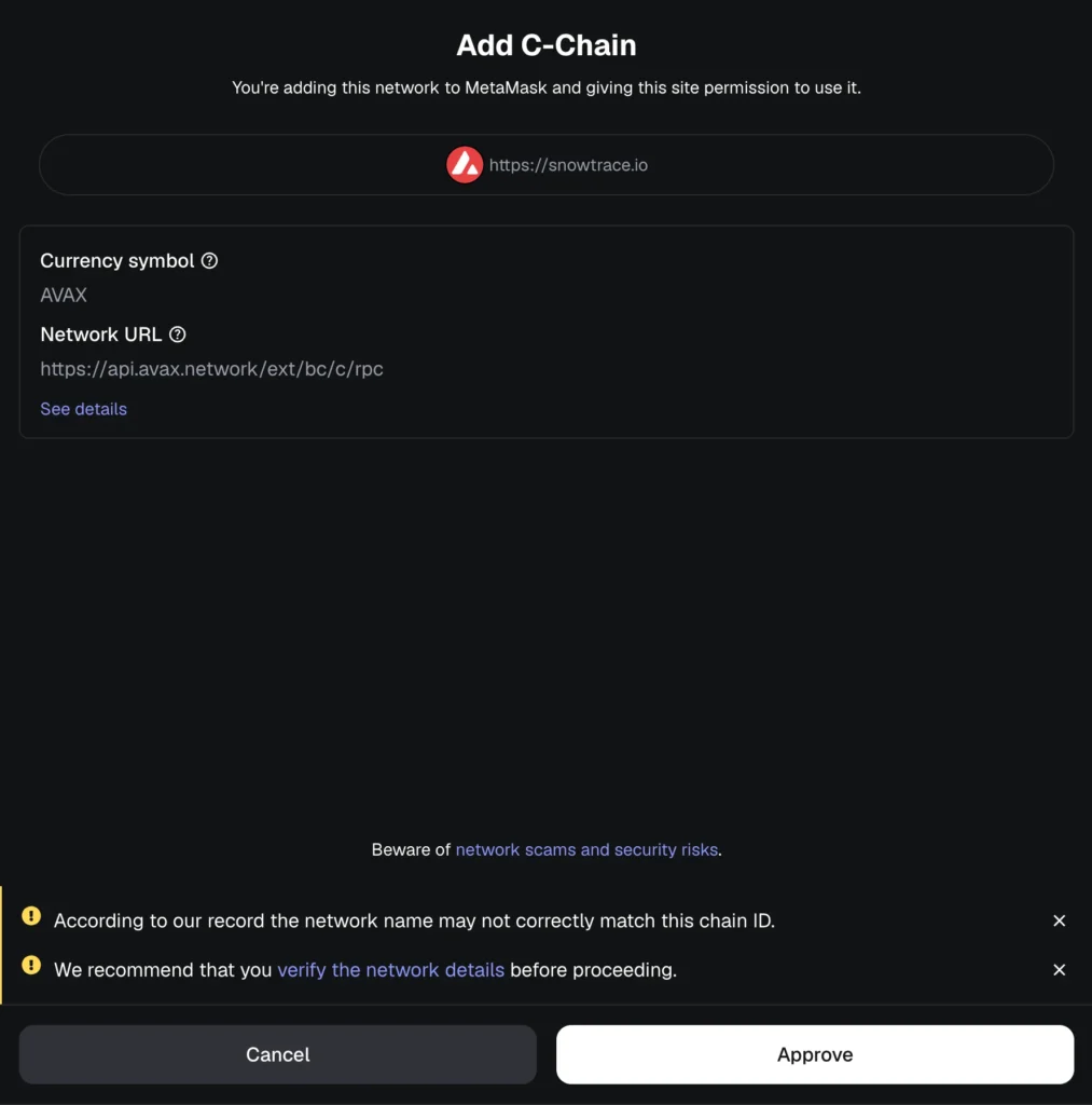 Paso3-Aprobar la Conexión de Red en la Cuenta MetaMask