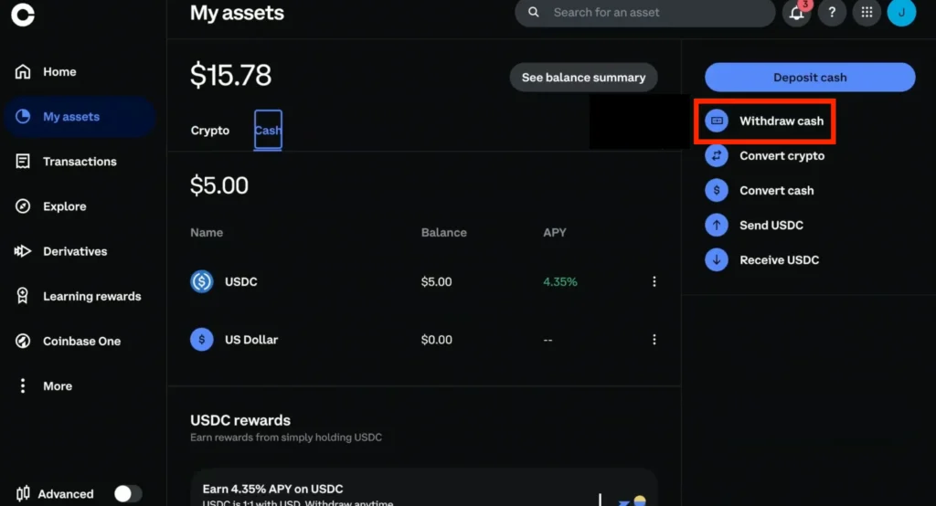 Withdraw-Money-from-Coinbase-via-Web-Platform-step2