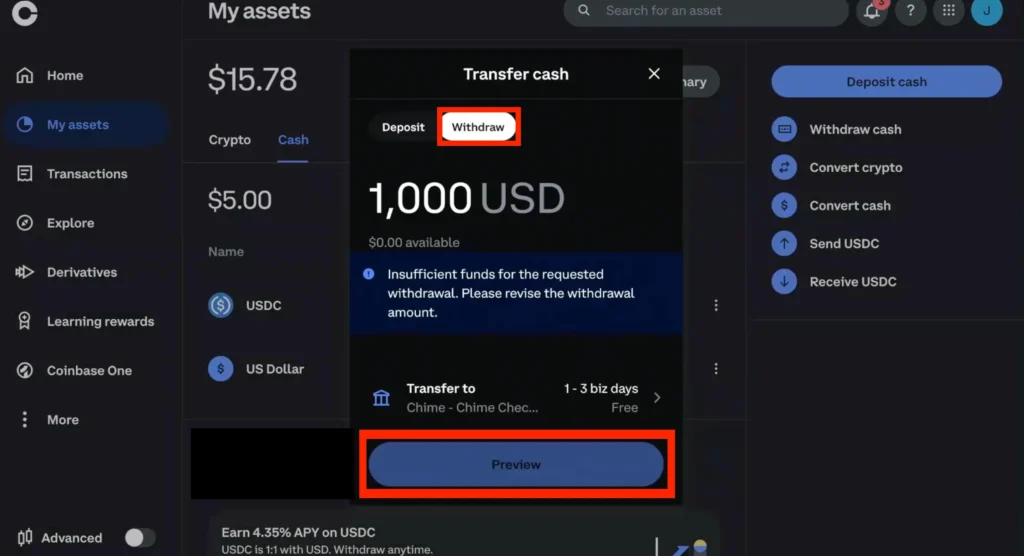 Withdraw-Money-from-Coinbase-to-Your-Bank-Account-Using-the-Web-Platform-step3