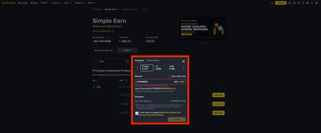 Schritt 3. Delegieren Sie Ihre ADA-Tokens