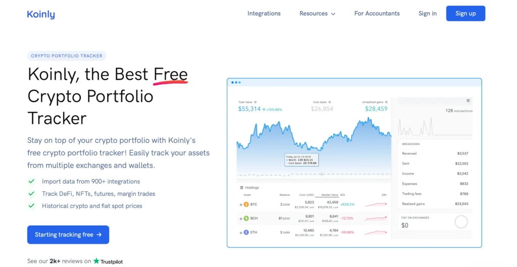 Aplicación de seguimiento de criptomonedas Koinly
