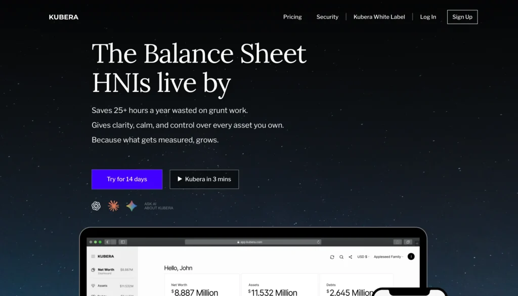 Aplicación de seguimiento de criptomonedas Kubera