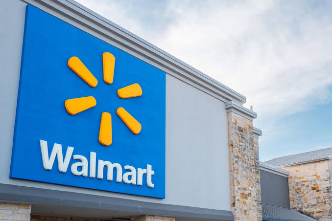 walmart stock logo on a building