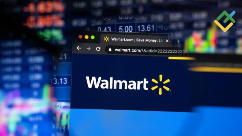 Walmart logo on a graphical background