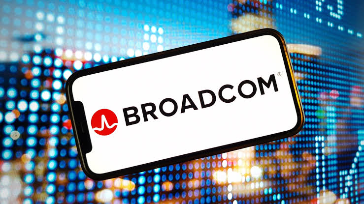 Broadcom avgo stock written on a cell phone