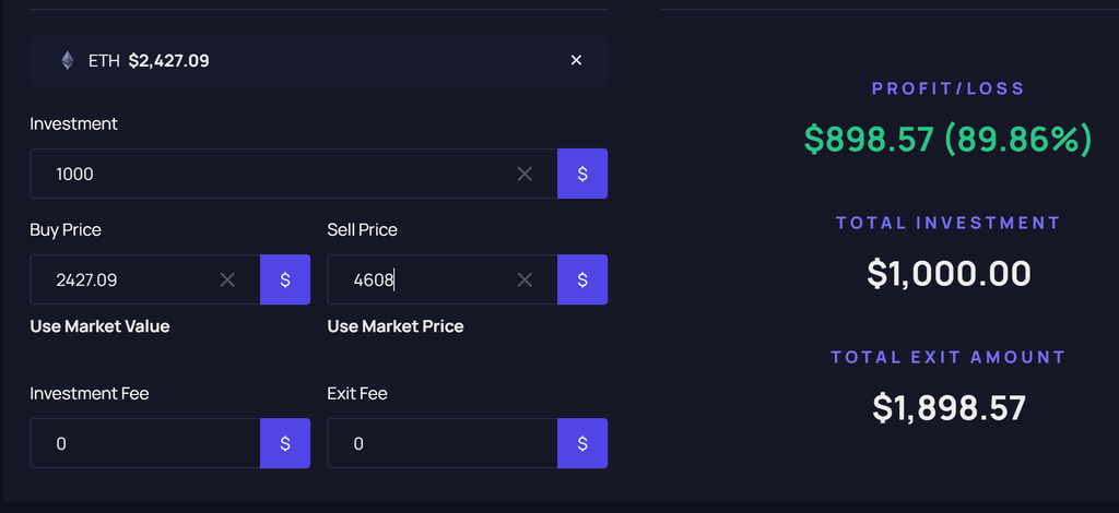 Ethereum price ETH price target calculator showing potential returns from an Ethereum rally to $4608 amid Justin Sun ETH holdings news