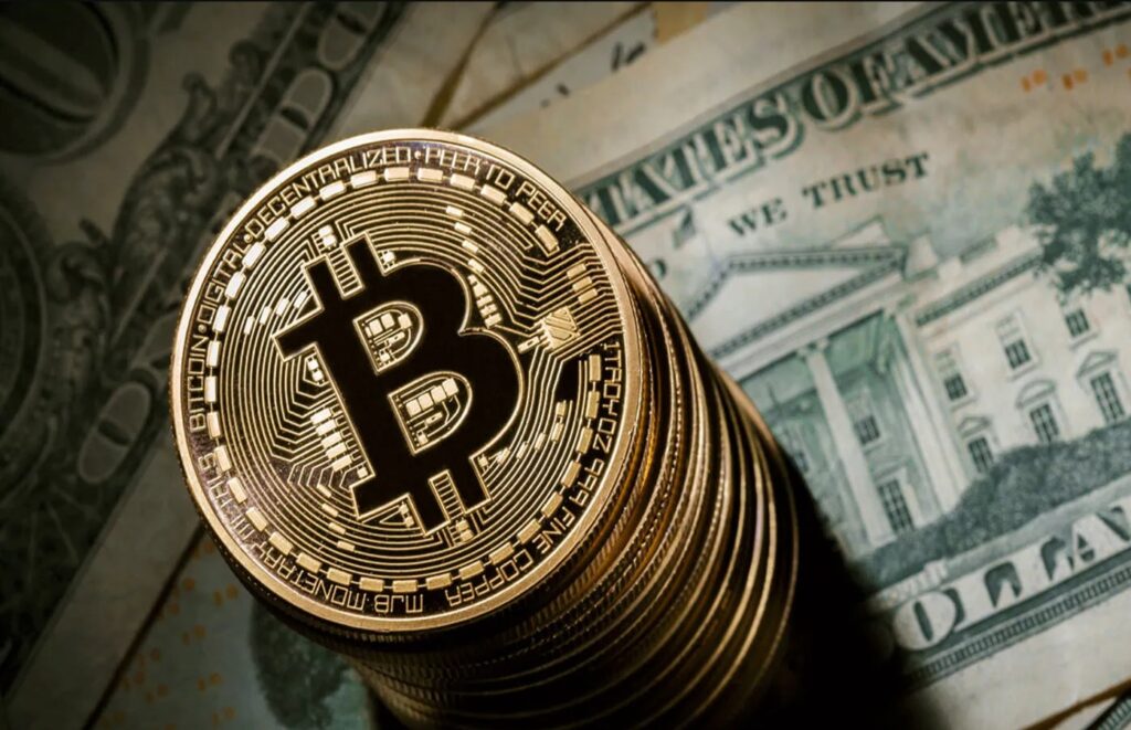 Bitcoin sitting on dollars