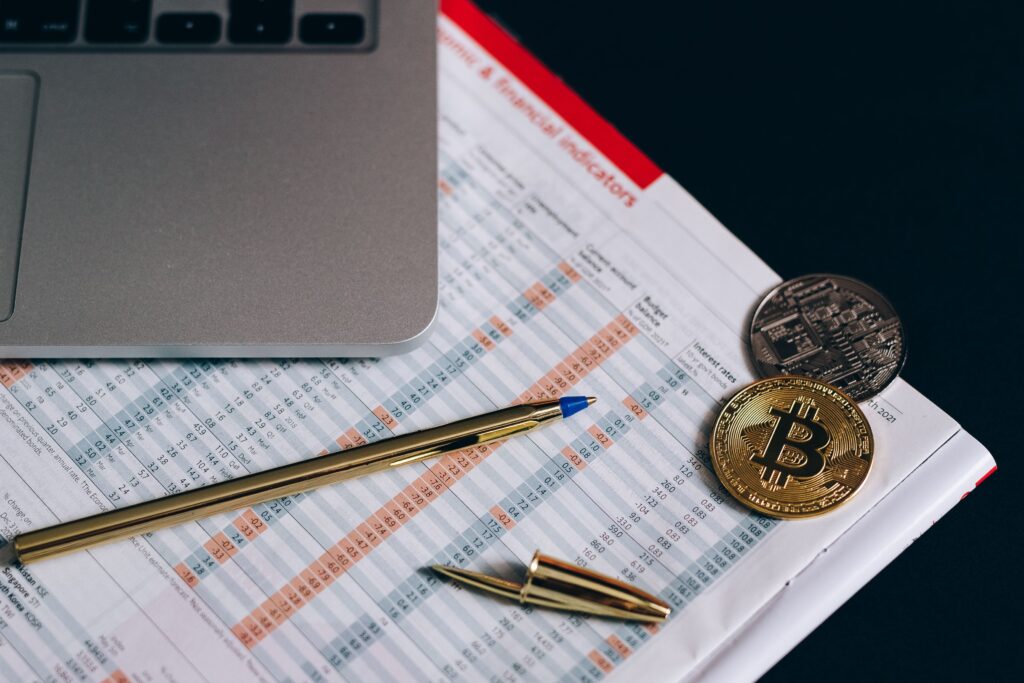 Bitcoin crypto adoption and crypto investment represented by Bitcoin on financial charts with wealthy crypto investors and institutional crypto demand